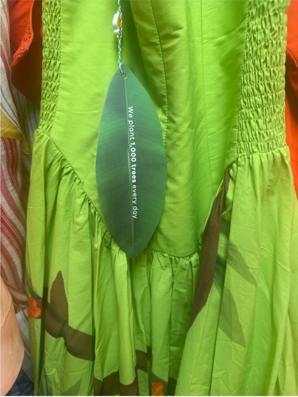 FARM Rio Lime Green Spaghetti Strap Maxi Dress with Blue Bird Print L NWT - Picture 15 of 16